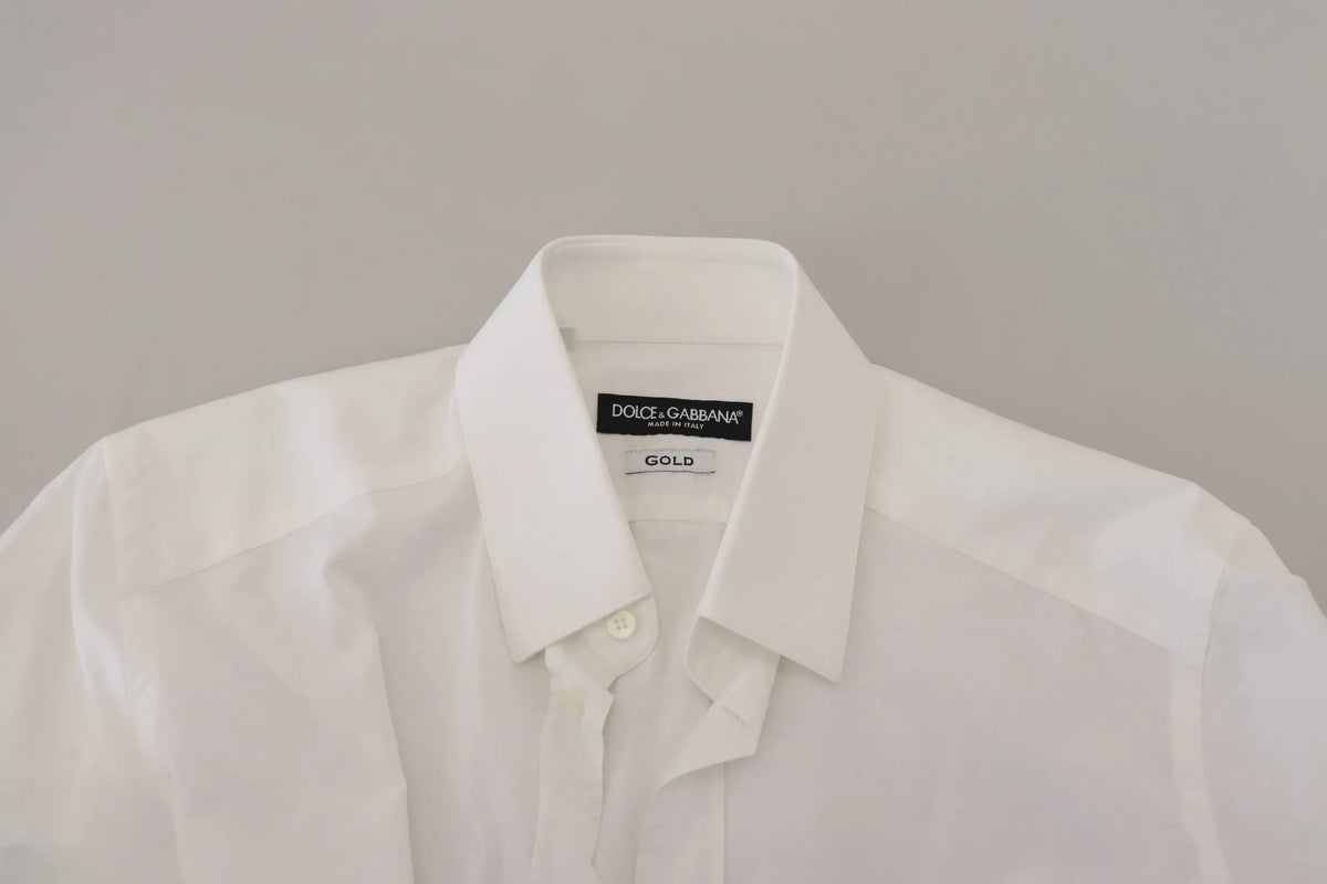 Chemise homme blanche dolce gabbana en coton slim fit à col classique et fermeture boutonnée pour tenue formelle