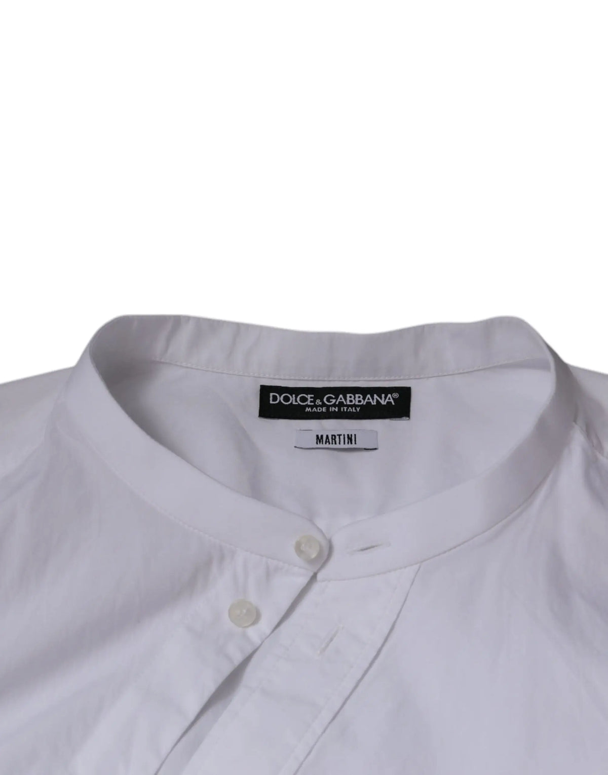 Chemise martini blanche slim fit en coton dolce gabbana avec col net et texture subtile du tissu