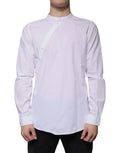 Chemise slim fit martini blanche en coton dolce & gabbana avec fermeture boutonnée diagonale distinctive
