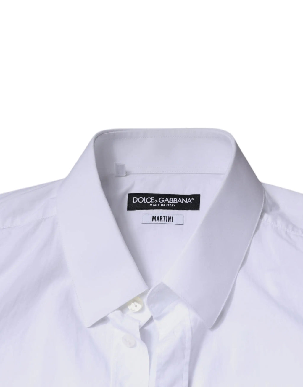 Chemise homme dolce & gabbana martinì blanche en coton slim fit avec col crispé et patte de boutonnage