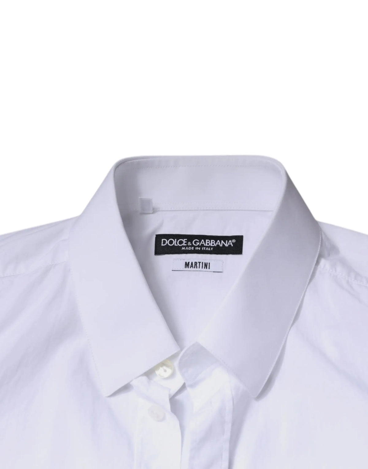 Chemise homme dolce & gabbana martinì blanche en coton slim fit avec col crispé et patte de boutonnage