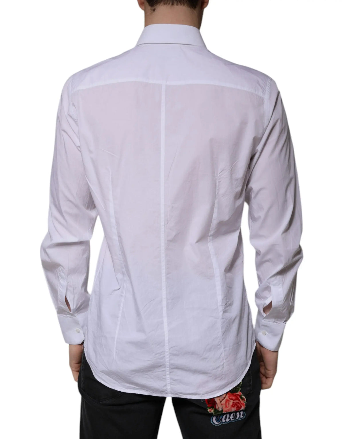 Chemise homme dolce & gabbana slim fit en coton blanc avec manches longues et col classique à léger éclat