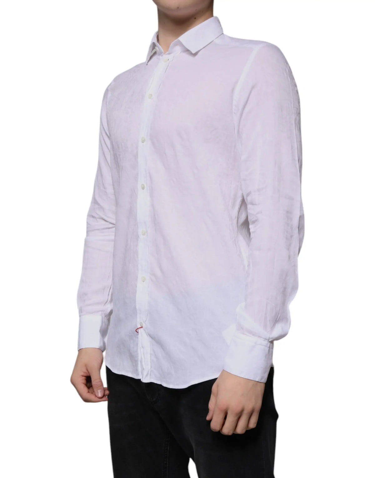 Chemise blanche en coton slim fit pour homme dolce gabbana à manches longues avec col classique et poignets pliés