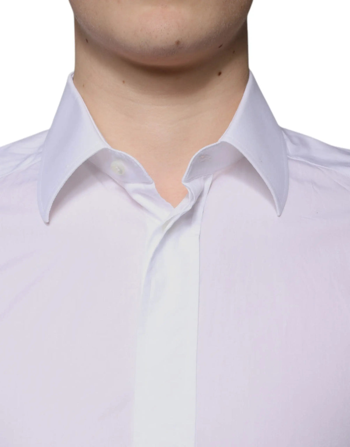 Chemise homme blanc en coton slim fit dolce & gabbana avec col pointu classique et patte de boutonnage soignée