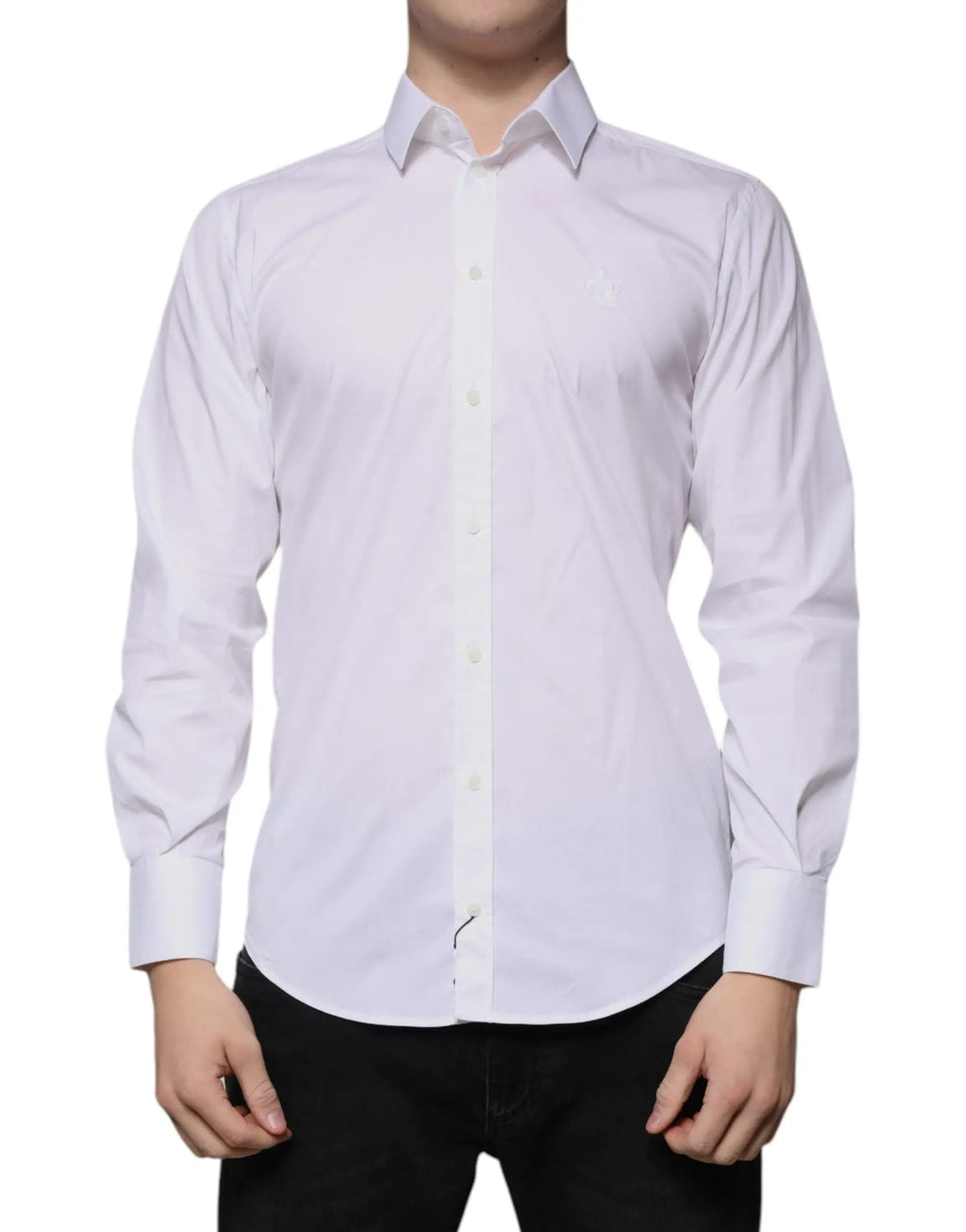 Chemise blanche dolce & gabbana en coton slim fit pour homme avec col classique et boutonnage devant