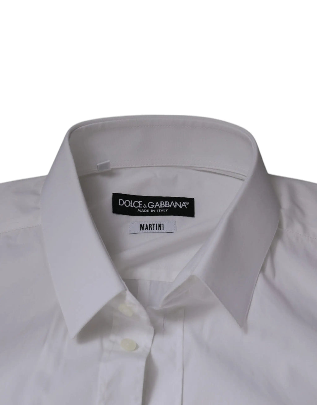 Chemise slim fit blanche en coton dolce & gabbana pour homme avec col net et boutonnage devant martini