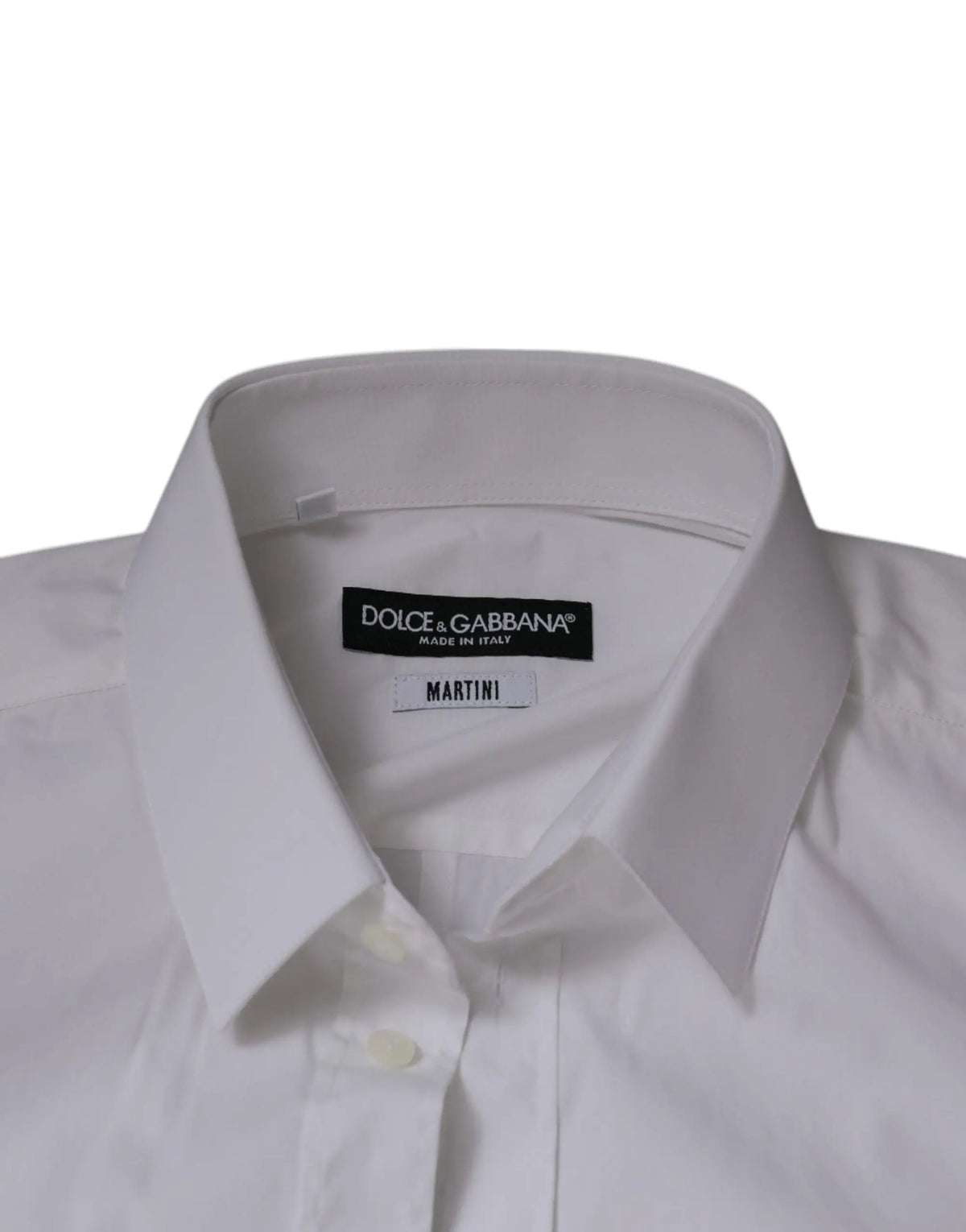 Chemise slim fit blanche en coton dolce & gabbana pour homme avec col net et boutonnage devant martini
