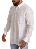 Chemise homme dolce & gabbana blanche en coton slim fit à manches longues avec col classique et poignets