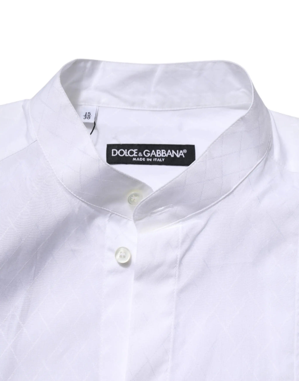 Chemise blanche dolce gabbana en coton slim à manches longues avec col net et texture subtile pour tenue formelle