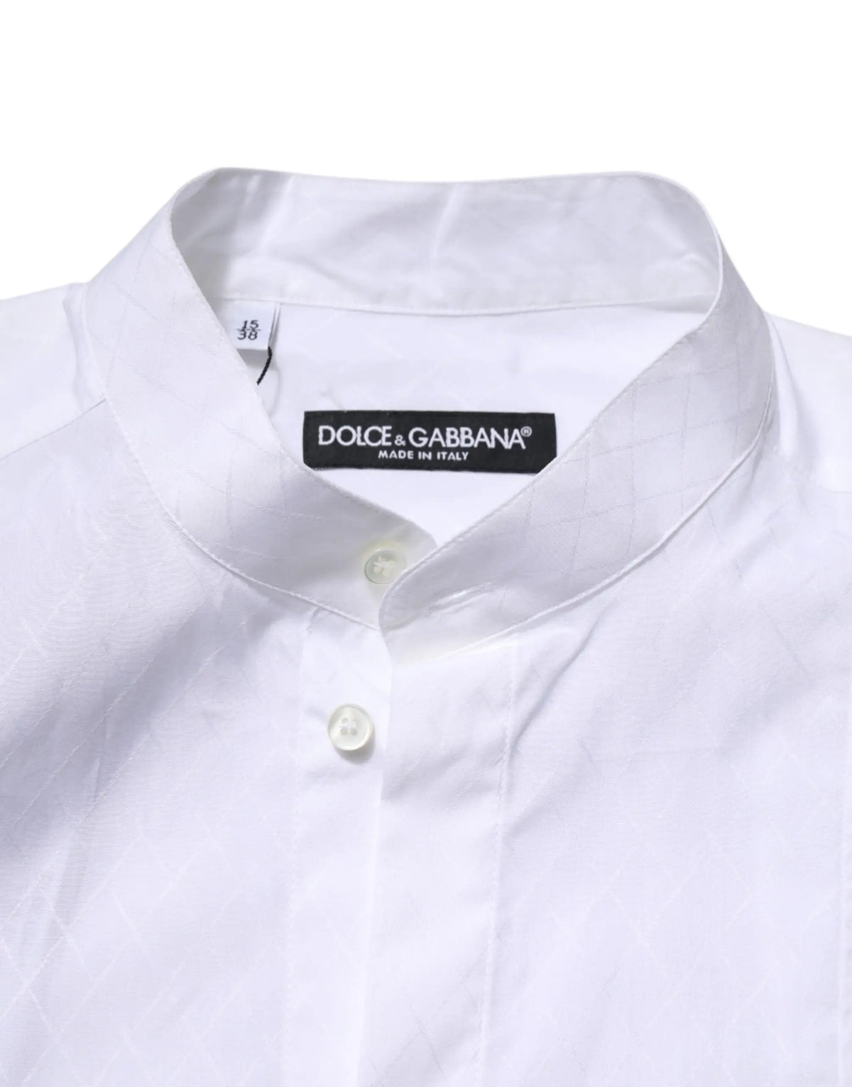 Chemise blanche dolce gabbana en coton slim à manches longues avec col net et texture subtile pour tenue formelle