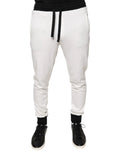 Pantalon jogging homme blanc dolce gabbana en coton slim avec cordon noir et poignets côtelés