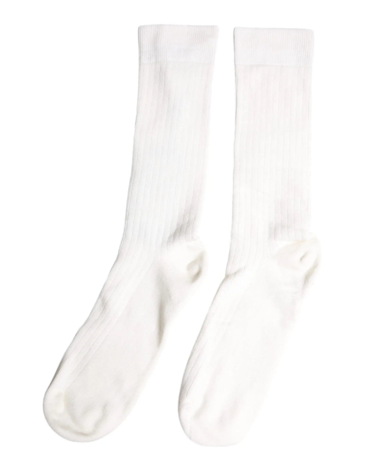 Paire de chaussettes homme dolce & gabbana blanches en coton mi-mollet avec texture côtelée douce et bords finis soignés