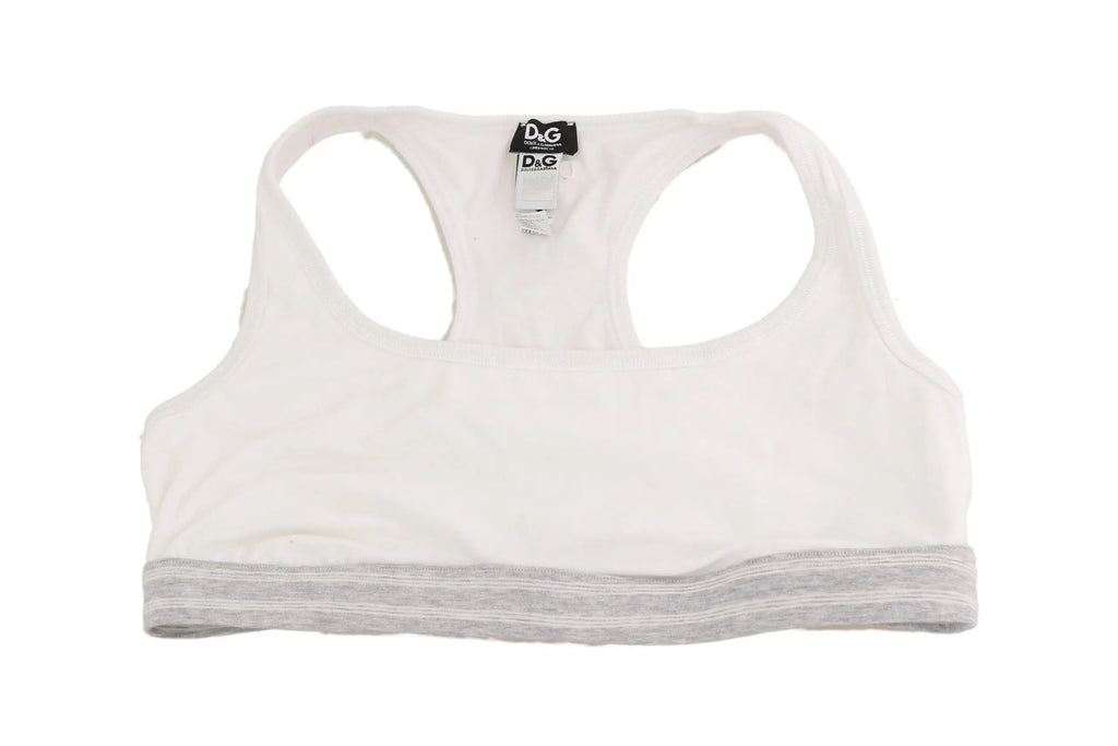 Dolce & gabbana brassiere de sport en coton blanc avec bordure grise et dos nageur en stretch