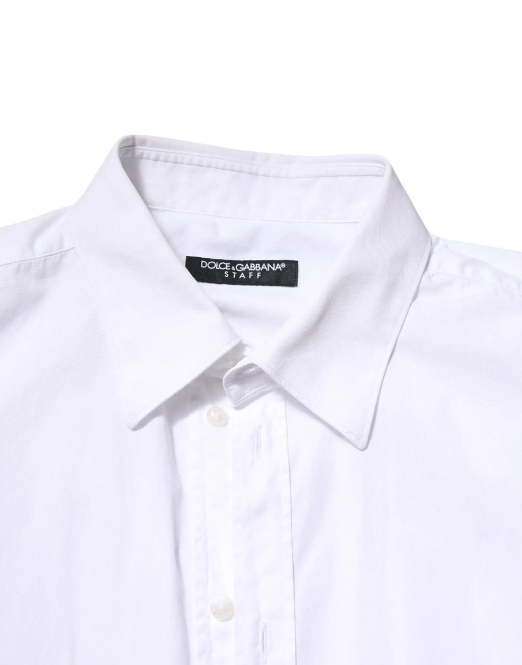 Chemise formelle blanche dolce gabbana en coton avec col net et texture subtile manches longues staff