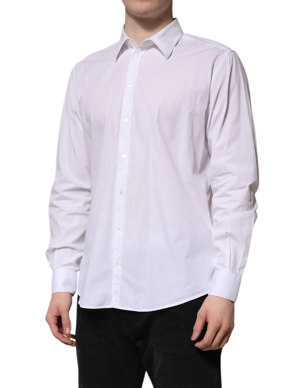 Chemise formelle blanche dolce & gabbana en coton manches longues col classique boutonnée sur le devant