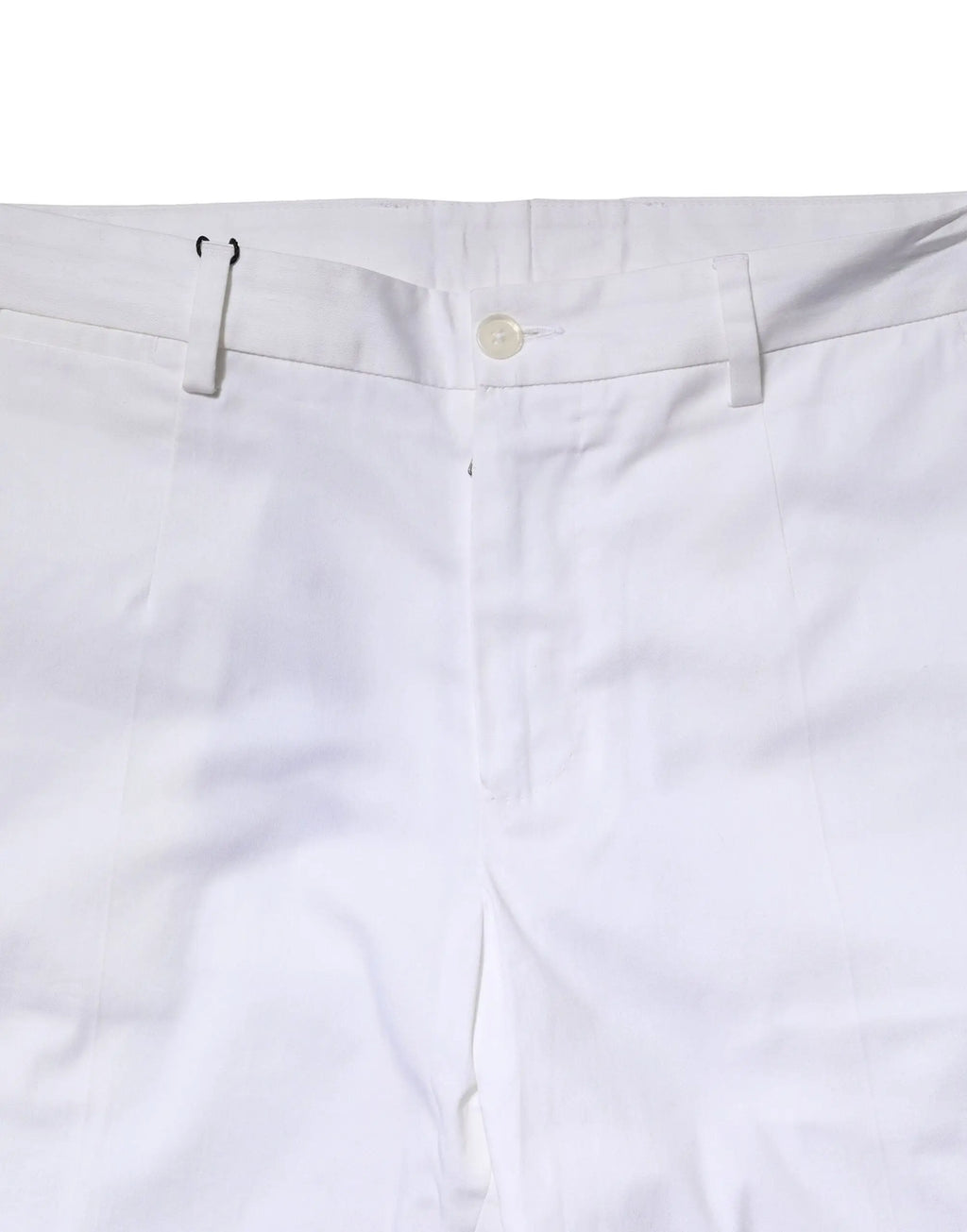 Pantalon droit pour homme dolce & gabbana en coton blanc avec fermeture à boutons et passants pour ceinture