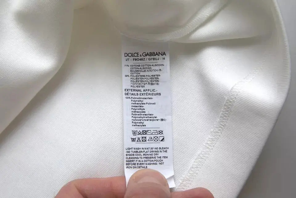 Étiquette blanche en coton et polyester du t-shirt noir extensible hot crystal de dolce & gabbana