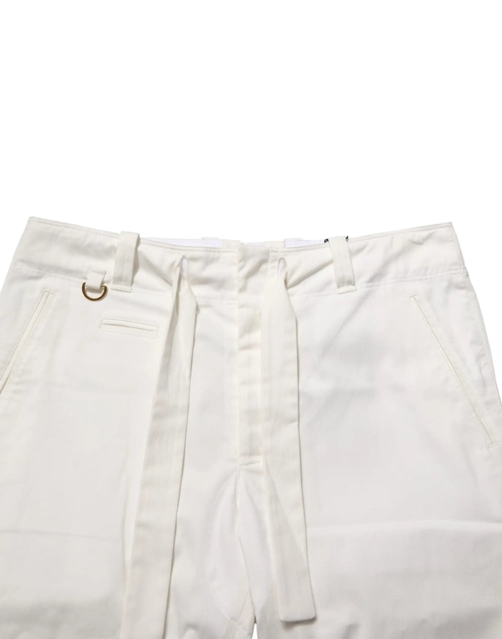 Pantalon court blanc en coton stretch dolce & gabbana avec taille à cordon et anneau métallique doré au passants