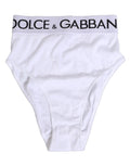 Culotte taille haute blanche dolce gabbana en coton stretch avec bande logo noire