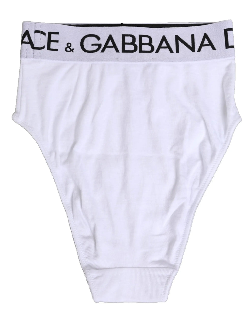Culotte taille haute blanche dolce gabbana en coton stretch avec bande logo noire à la taille vue de face