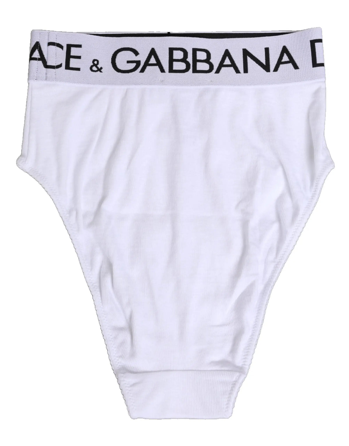 Culotte taille haute blanche dolce gabbana en coton stretch avec bande logo noire à la taille vue de face