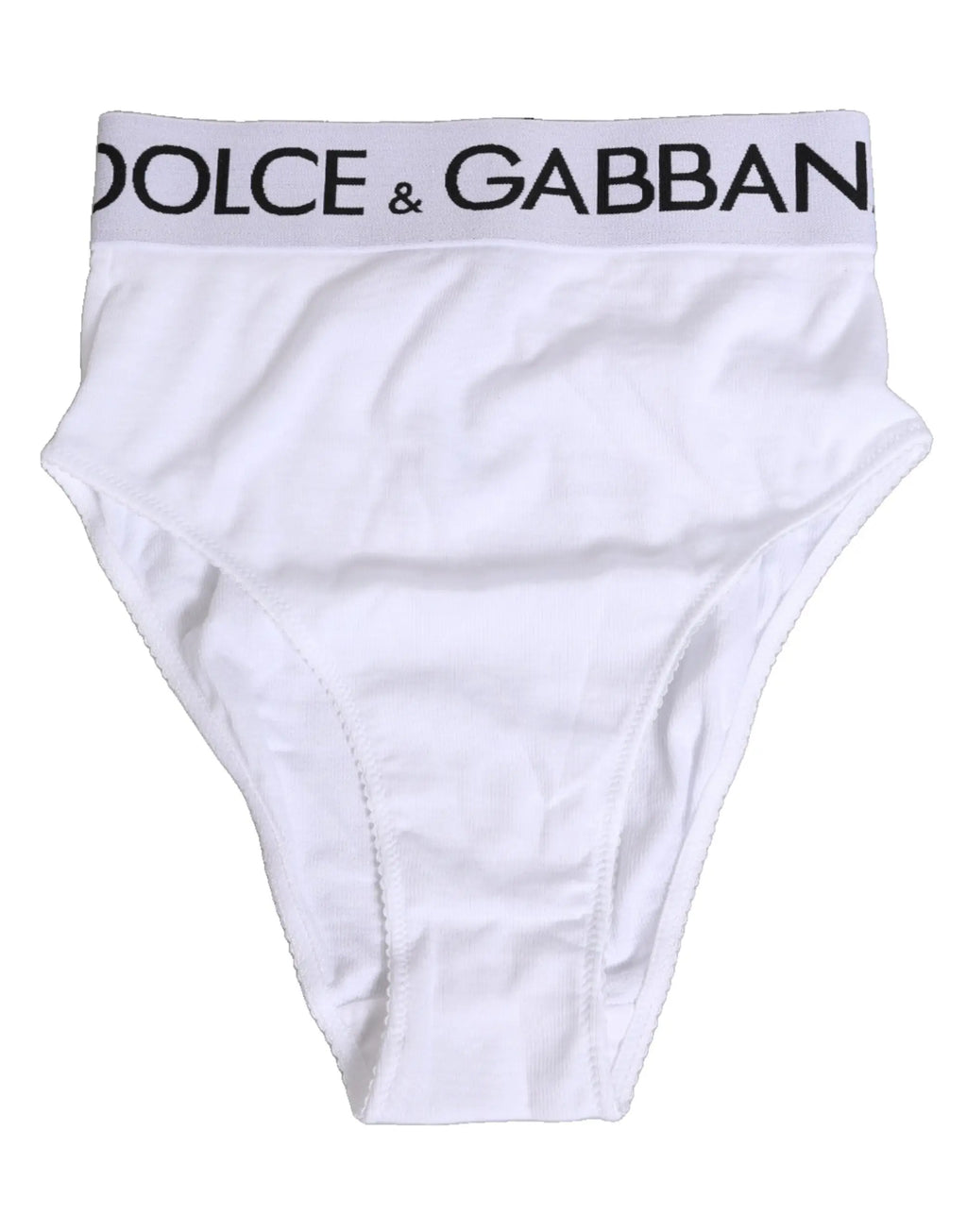 Culotte taille haute blanche dolce & gabbana en coton stretch avec bande logo noire