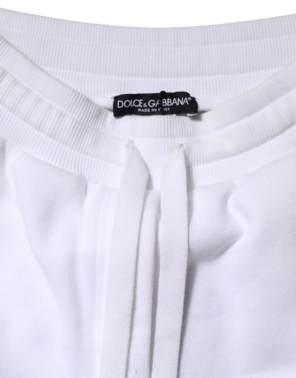 Pantalon de jogging dolce & gabbana blanc en coton stretch avec cordon de serrage et étiquette noire