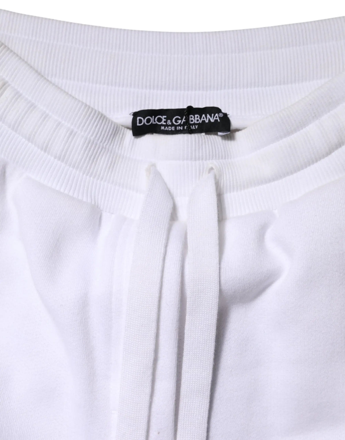 Pantalon de jogging dolce & gabbana blanc en coton stretch avec cordon de serrage et étiquette noire