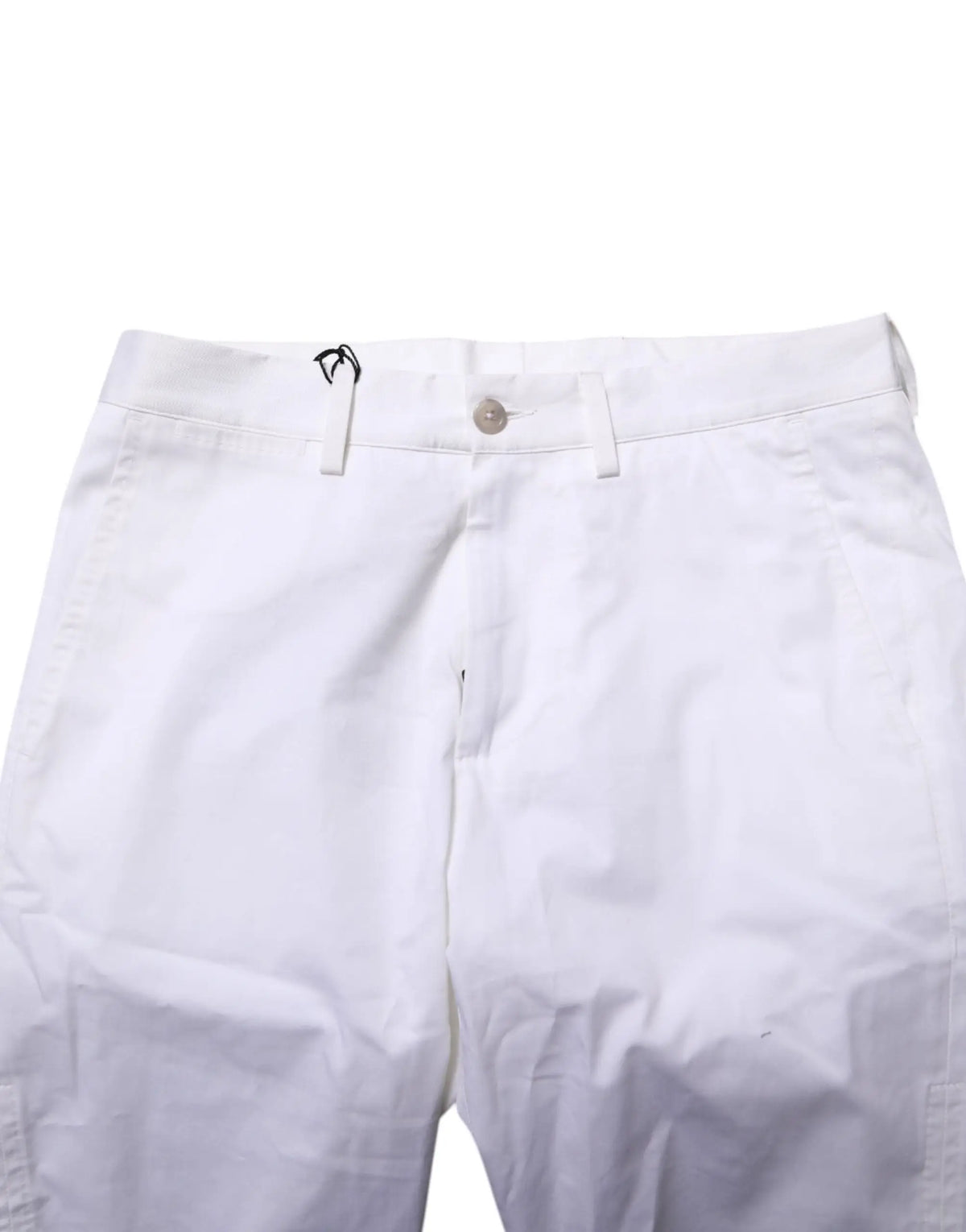 Pantalon chino blanc en coton avec bouton et passants de ceinture des bermudas denim stretch pour homme dolce & gabbana