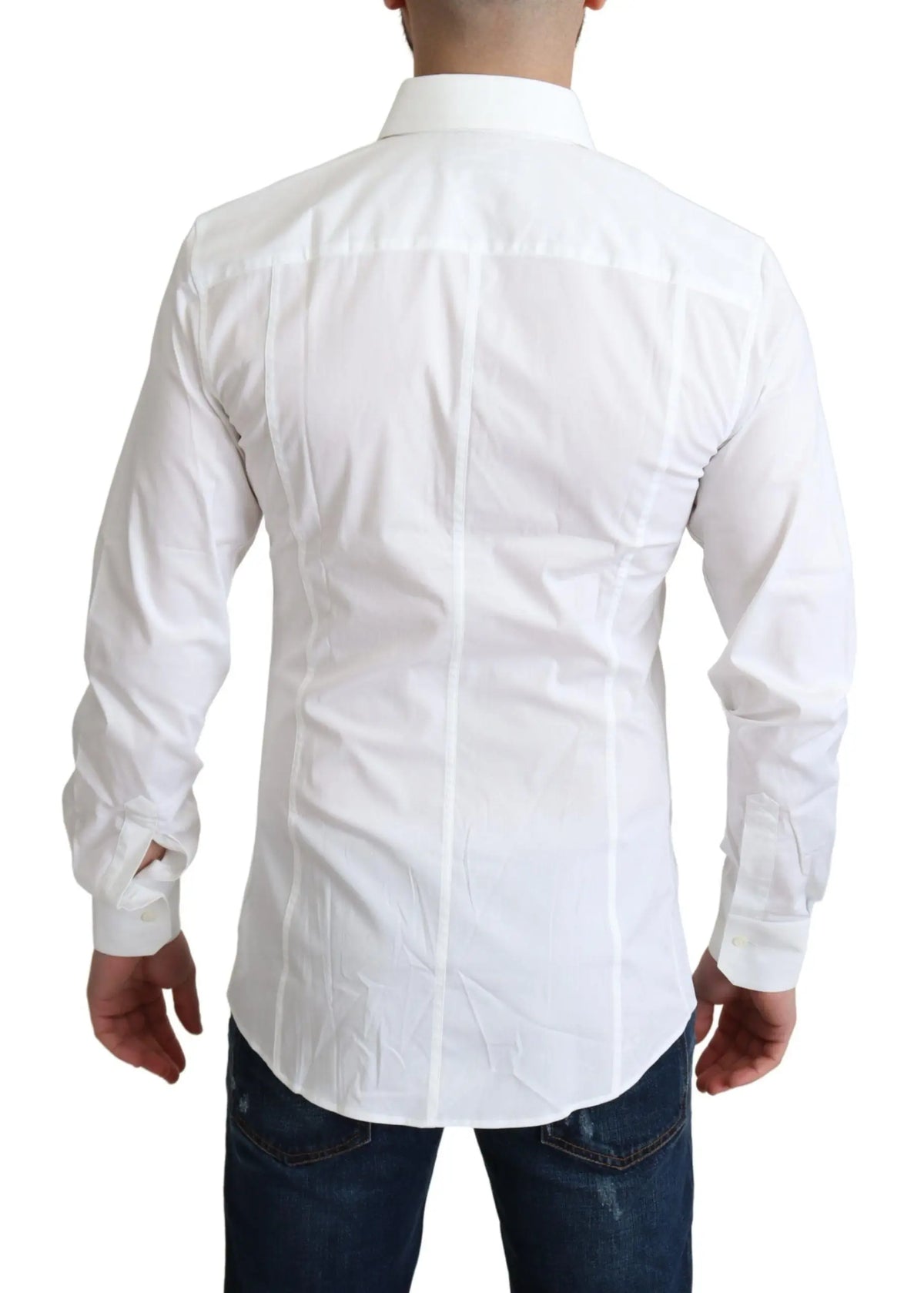 Chemise formelle sicilia pour homme dolce & gabbana blanche en coton stretch avec coupe ajustée et plis discrets au dos