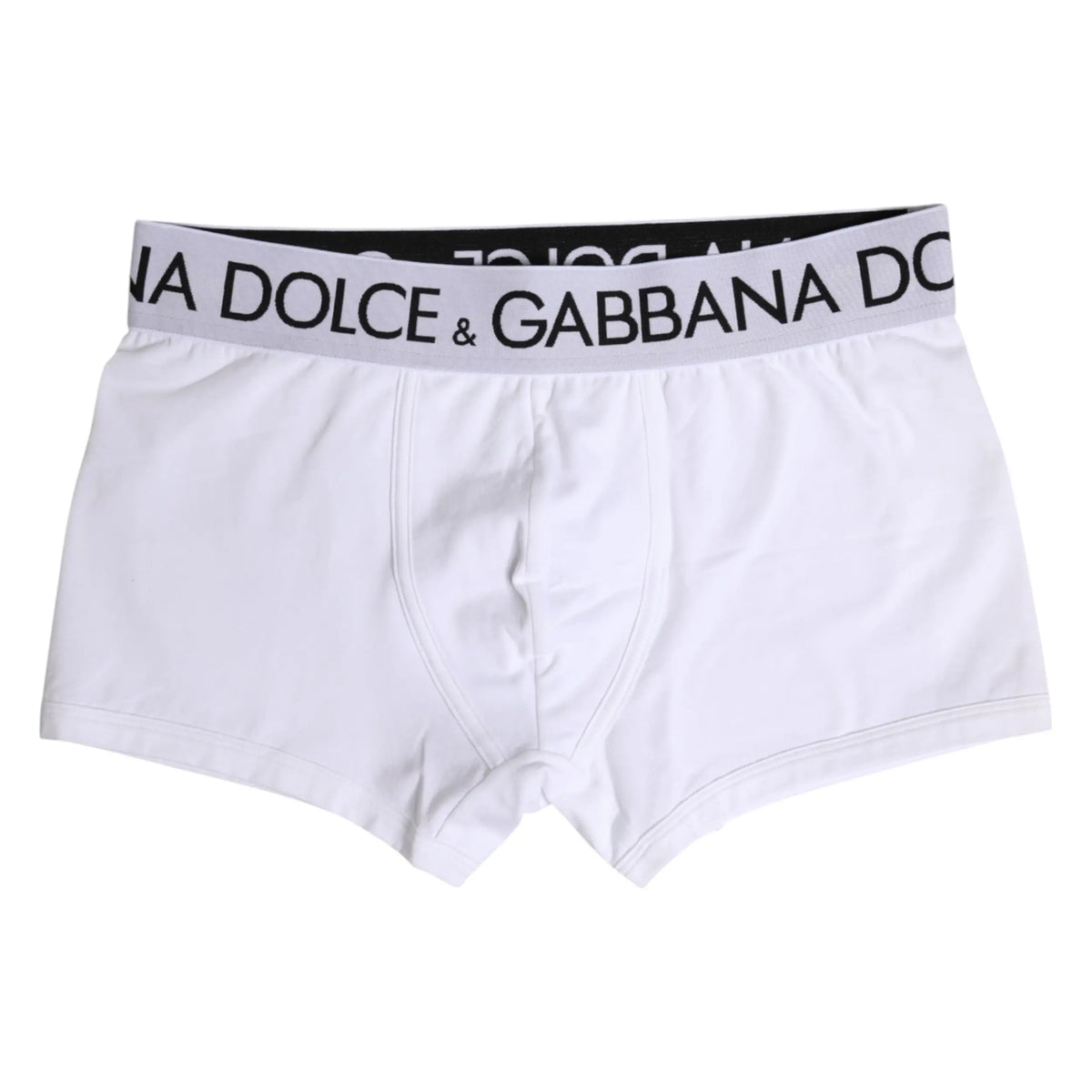 Dolce & gabbana boxer en coton blanc stretch avec ceinture élastique noire et blanche à logo contrasté