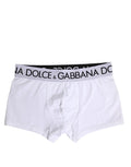 Caleçon dolce & gabbana blanc en coton stretch avec taille élastique noire et blanche à logo pour homme