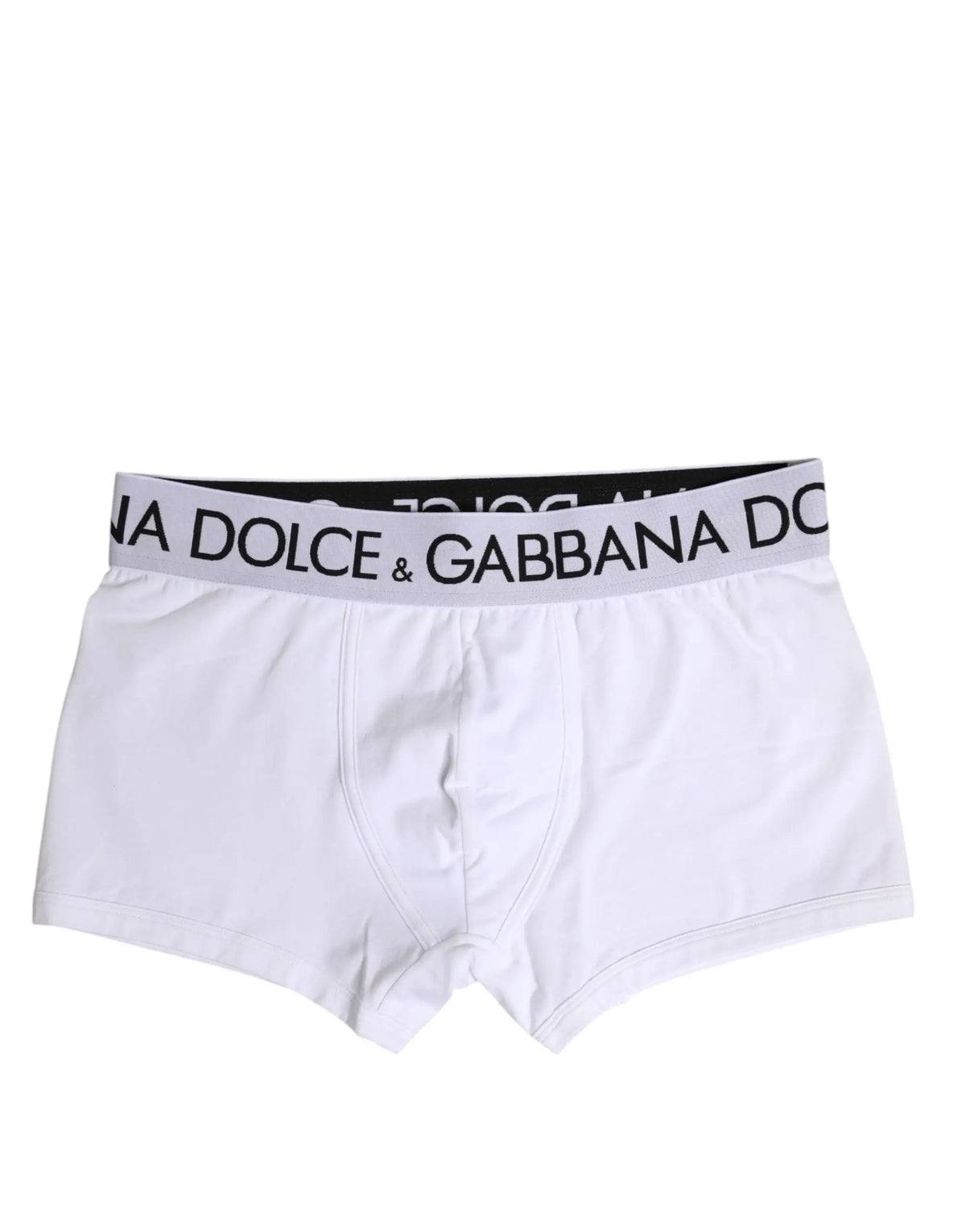 Caleçon dolce & gabbana blanc en coton stretch avec taille élastique noire et blanche à logo pour homme