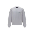 Dolce & gabbana sweat-shirt blanc en coton avec patch rectangulaire sur la poitrine en col rond