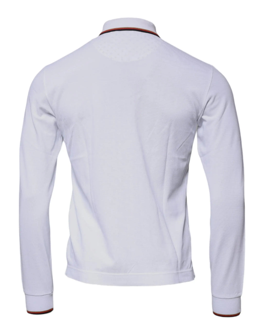 Dolce & Gabbana sweatshirt blanc à fermeture éclair intégrale pour homme avec col et poignets marron contrastants