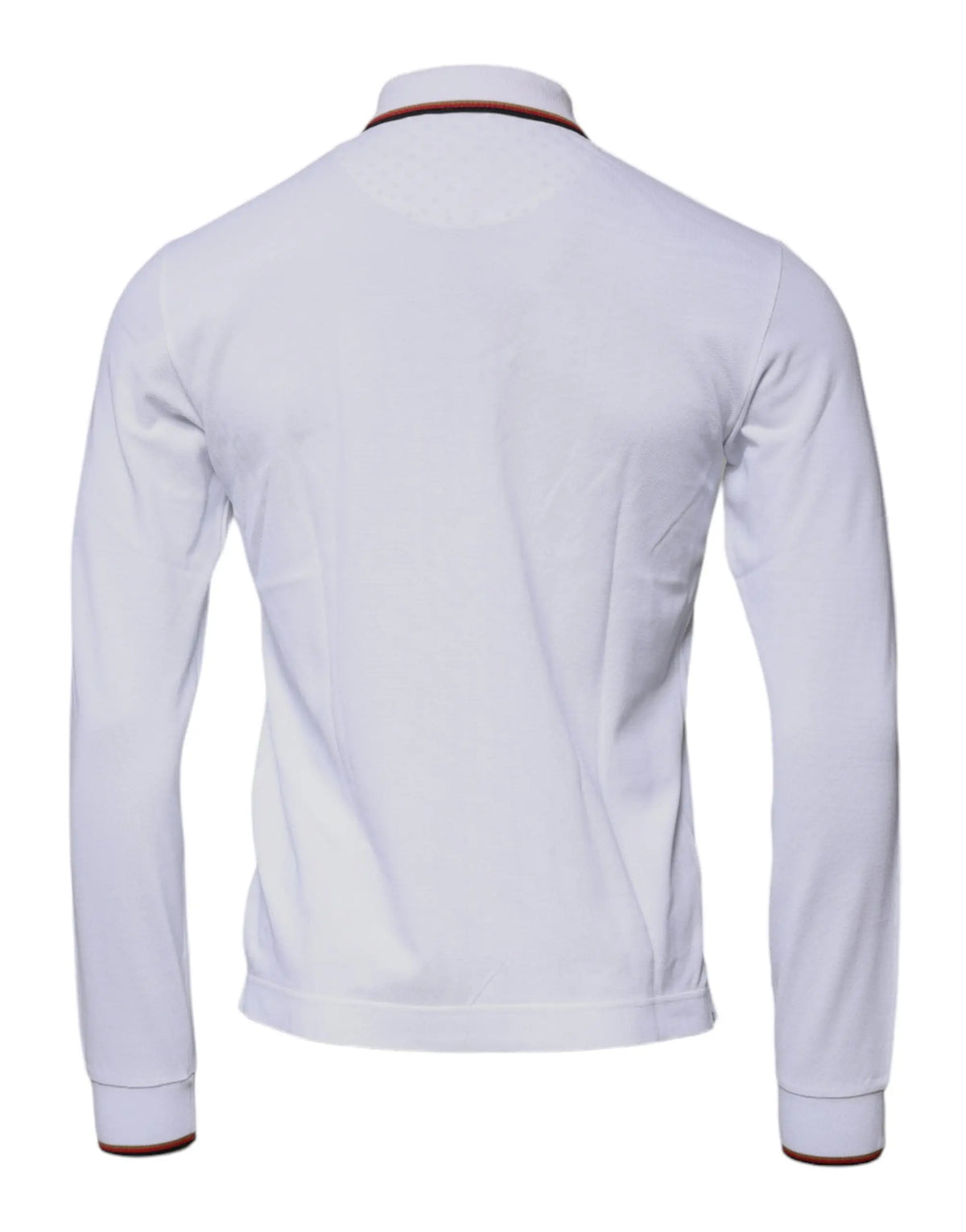 Dolce & Gabbana sweatshirt blanc à fermeture éclair intégrale pour homme avec col et poignets marron contrastants