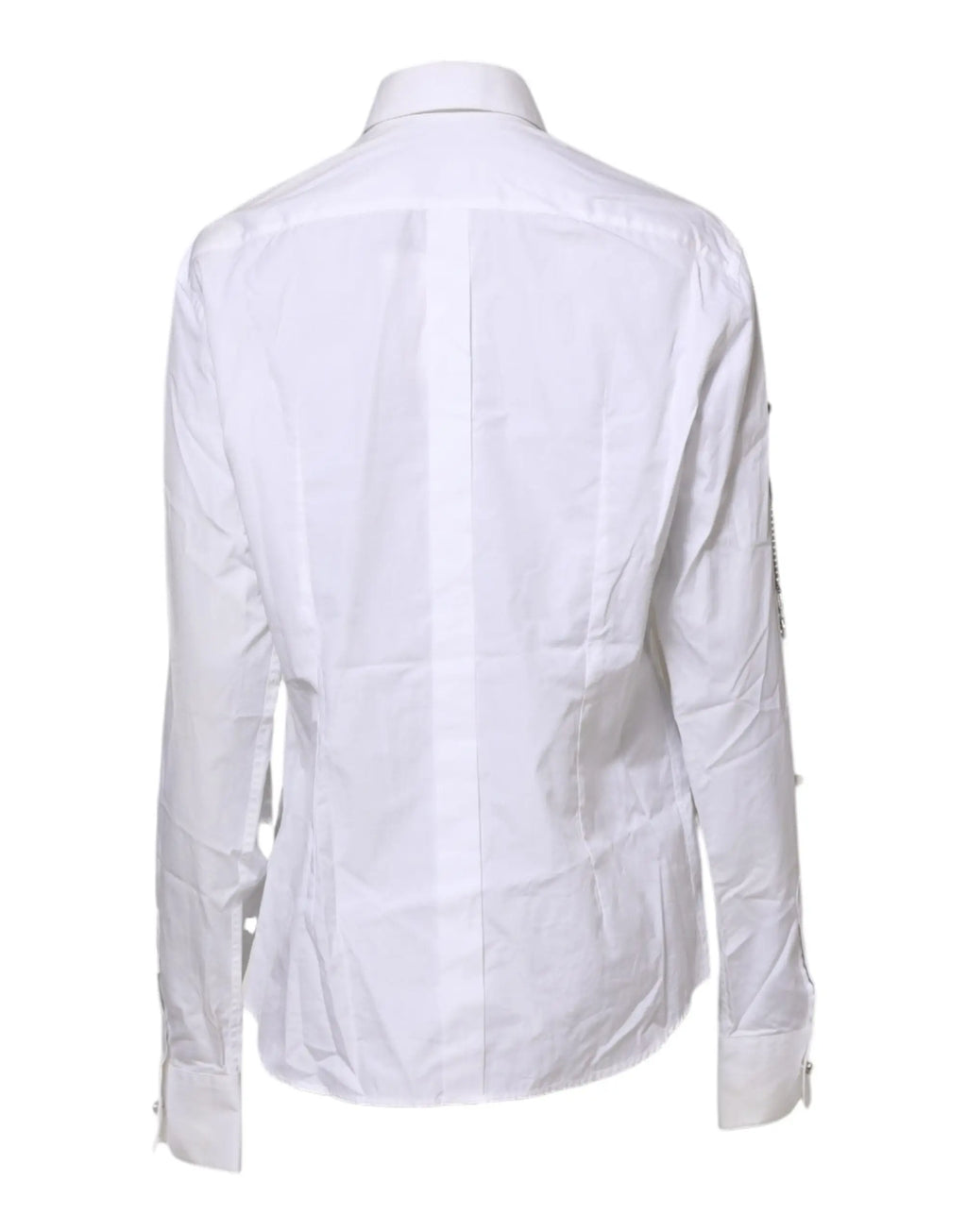 Dolce & gabbana chemise blanche à manches longues avec col classique et détails verticaux subtils en cristal