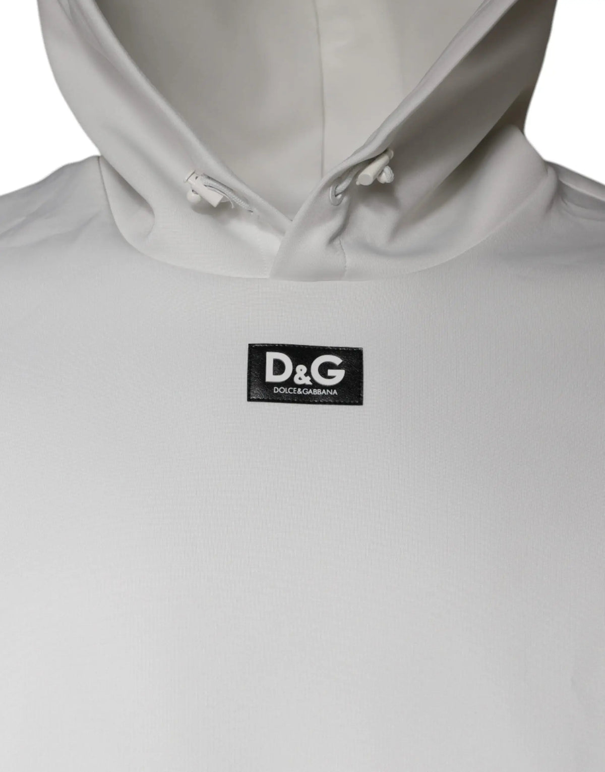 Dolce & gabbana sweat à capuche blanc pour homme avec logo d&g noir sur la poitrine