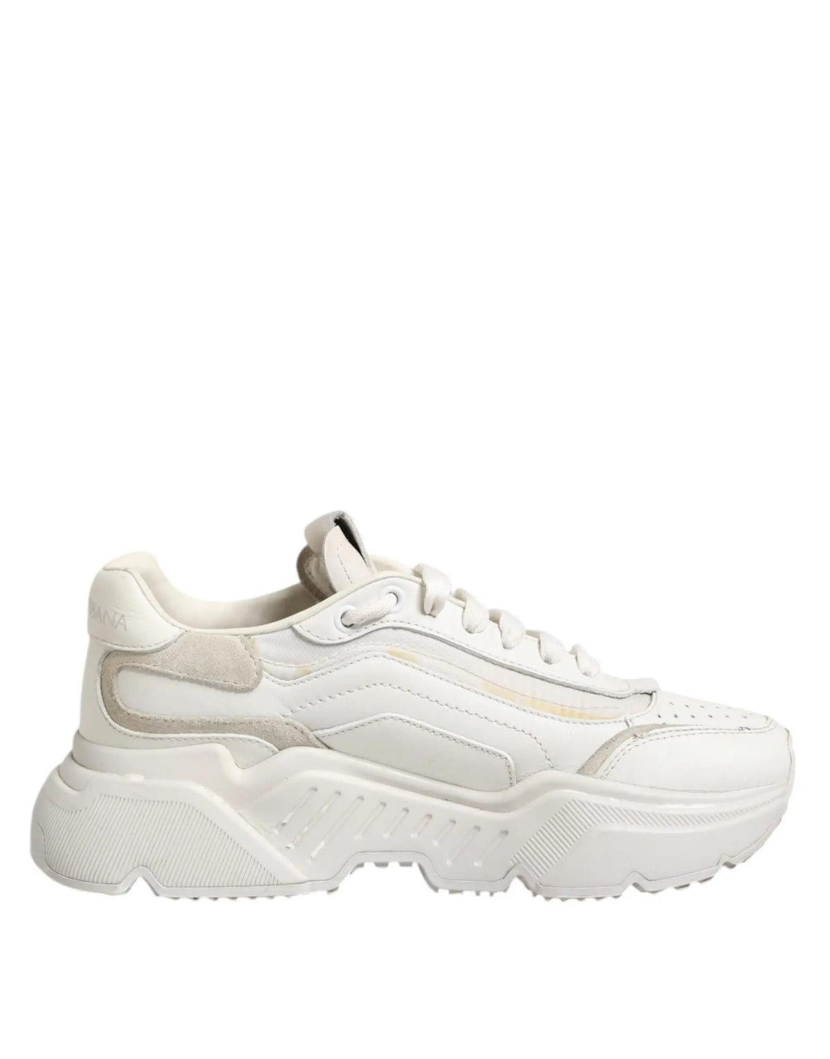 Baskets dolce & gabbana daymaster en cuir blanc avec semelle épaisse texturée et accents beige subtils