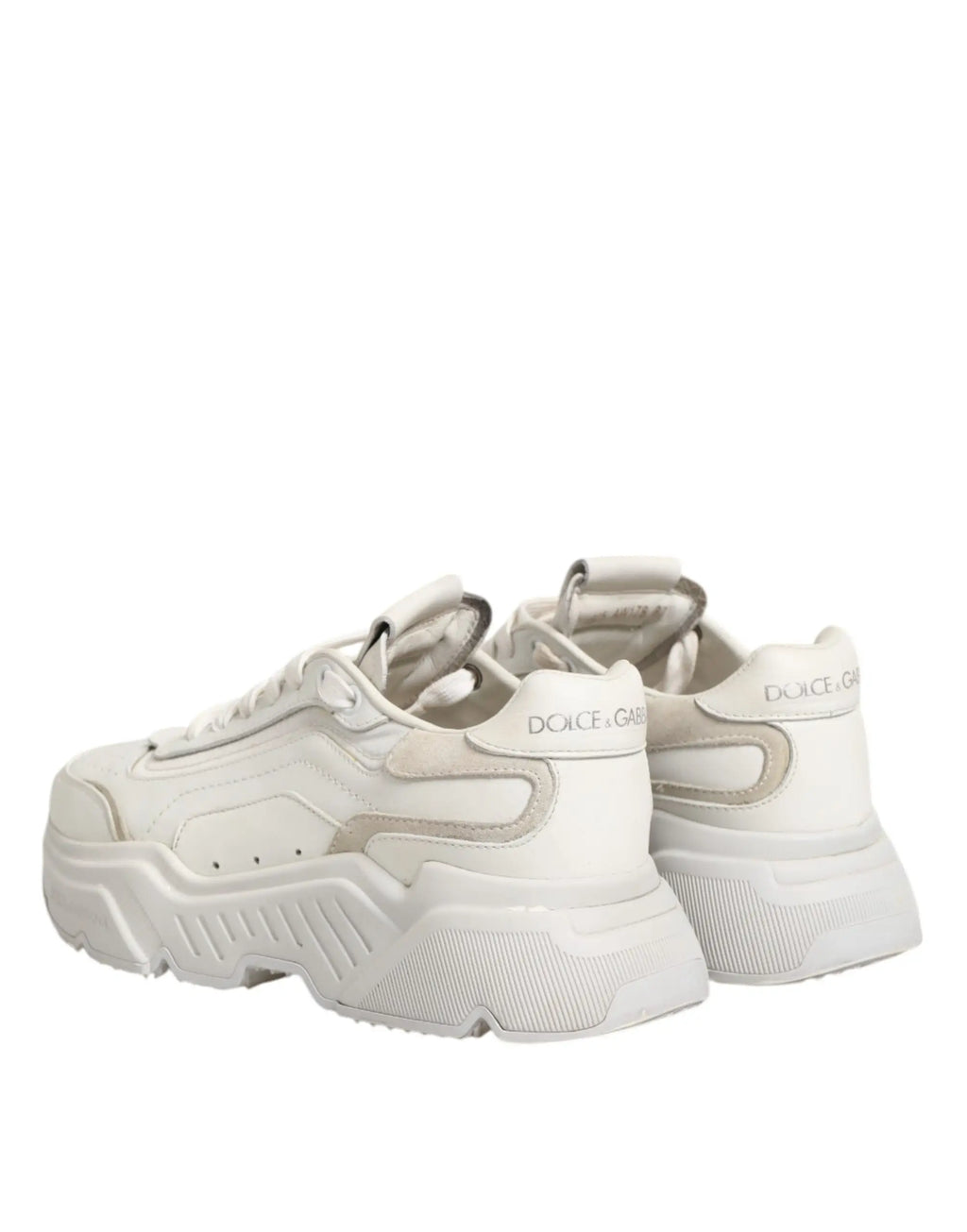 Baskets dolce gabbana daymaster blanches en cuir de veau avec semelle plateforme chunky et design superposé texturé