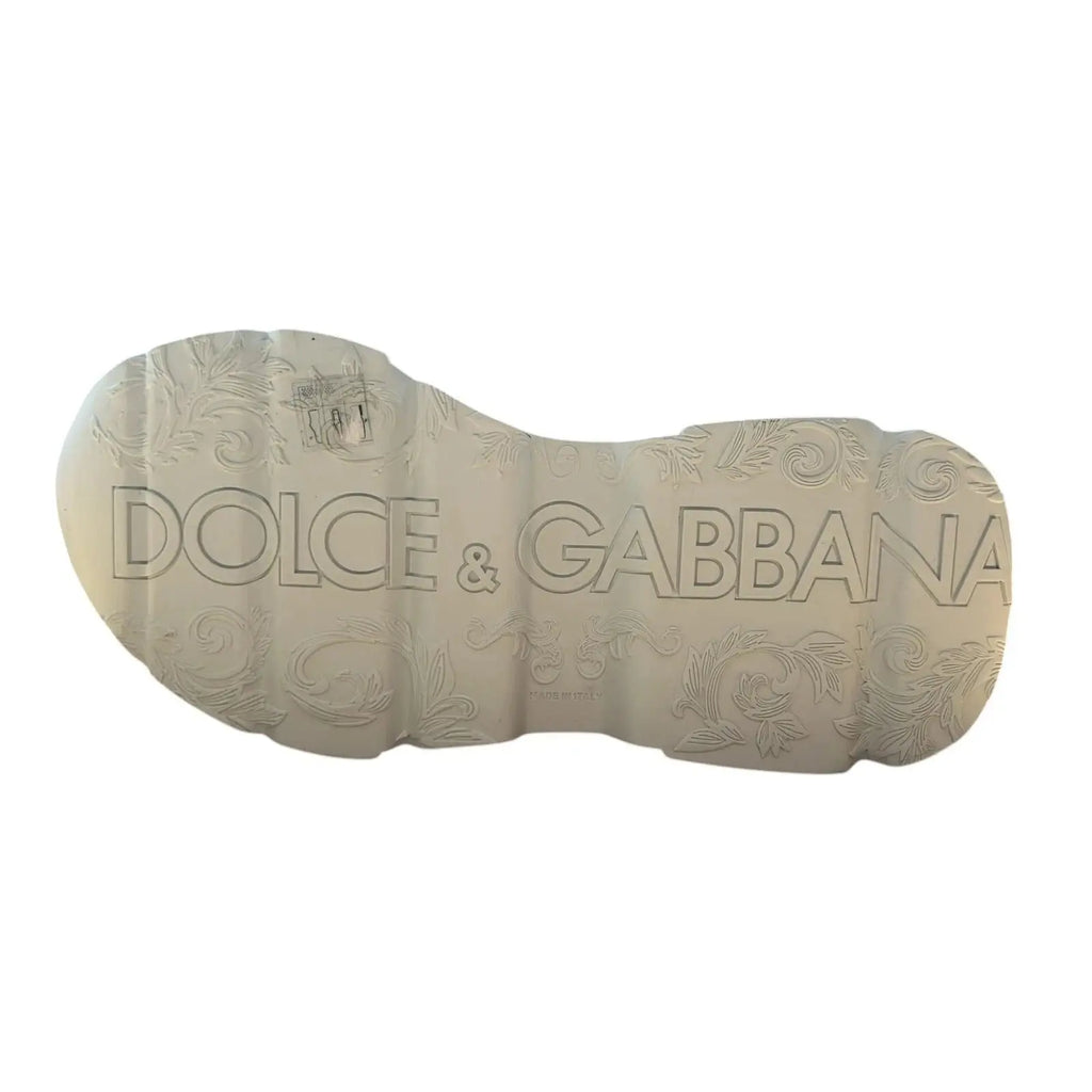 Semelle crème des chaussures basses daymaster pour hommes dolce & gabbana avec motifs floraux embossés et logo