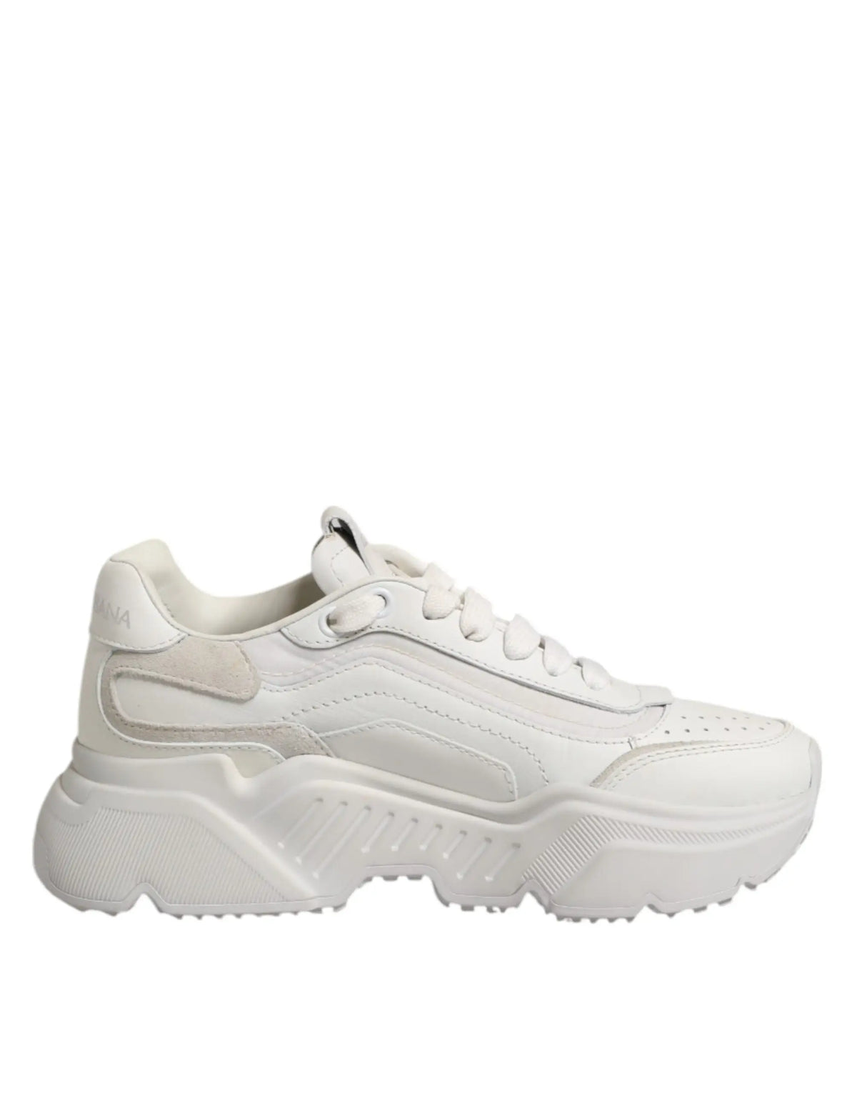 Baskets basses dolce & gabbana daymaster en cuir blanc avec semelle épaisse texturée et coutures ton sur ton subtiles