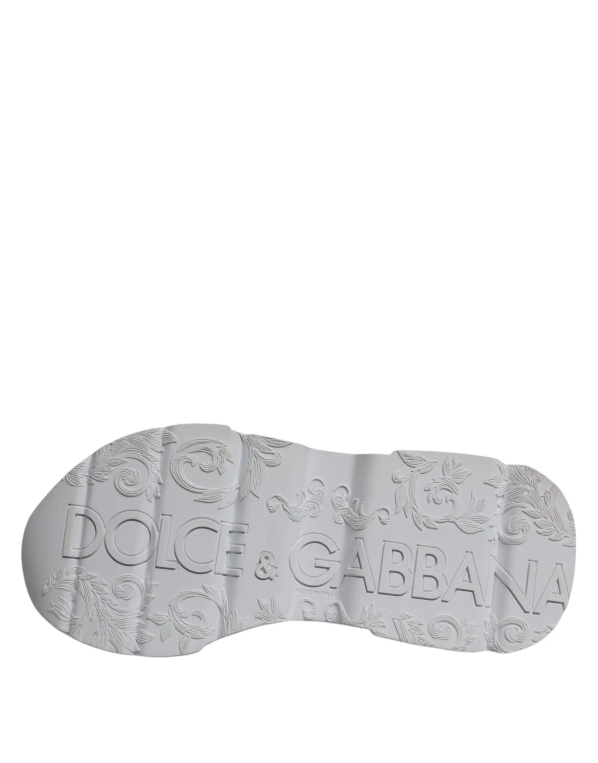 Semelle blanche en caoutchouc avec logo dolce gabbana embossé et motifs floraux ornés sur baskets basses daymaster