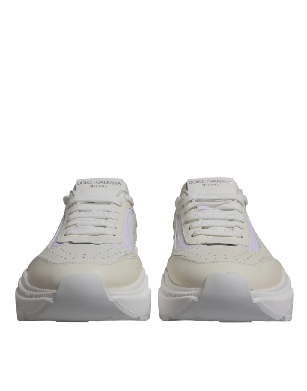 Baskets basses dolce et gabbana daymaster blanches avec semelle épaisse et accents lavande subtils