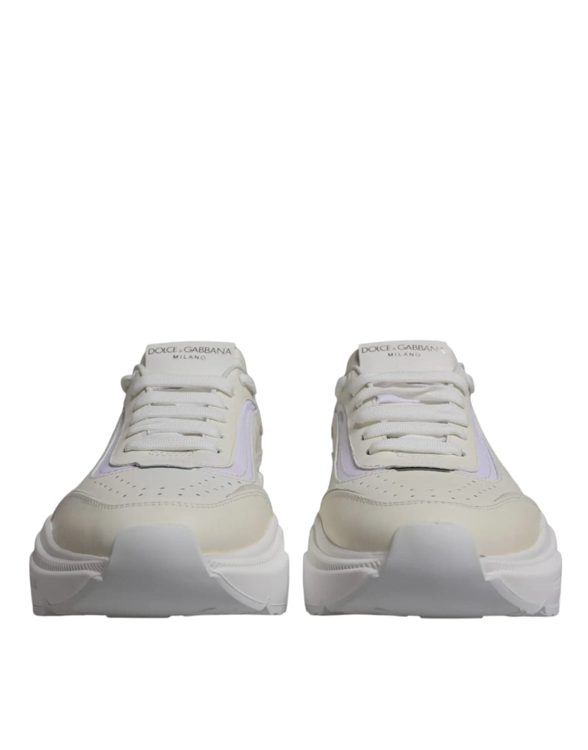 Baskets basses dolce et gabbana daymaster blanches avec semelle épaisse et accents lavande subtils