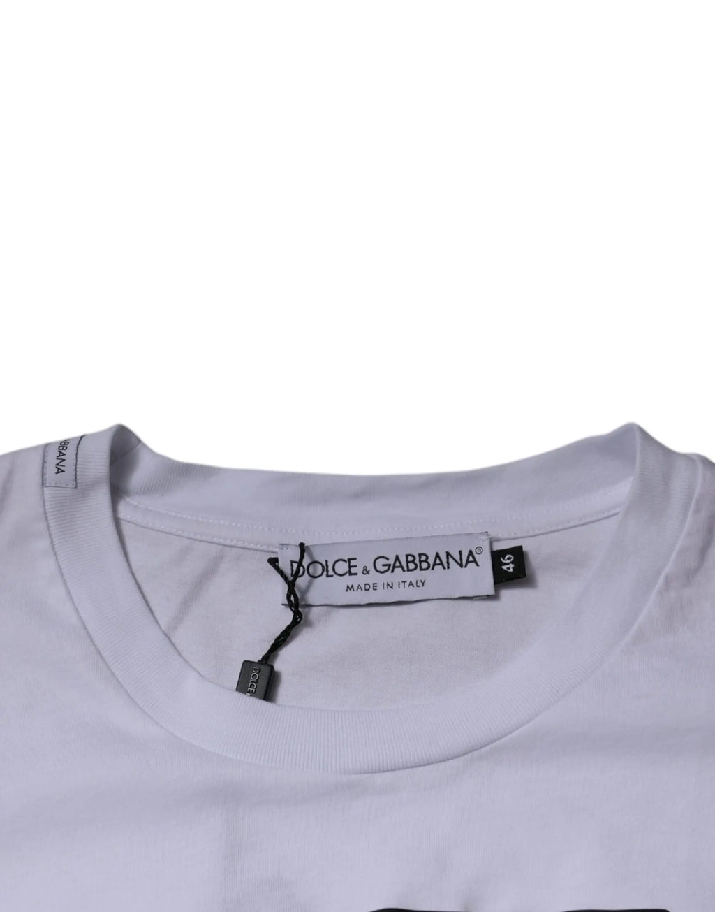 T-shirt blanc dolce & gabbana en coton avec col rond classique et étiquette made in italy visible