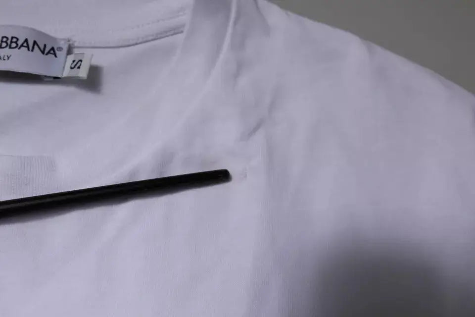 T-shirt blanc dolce & gabbana en coton doux avec col rond et logo dg pour un style simple et élégant
