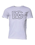 T-shirt blanc dolce & gabbana en coton avec logo dg noir contour épais sur la poitrine manches courtes