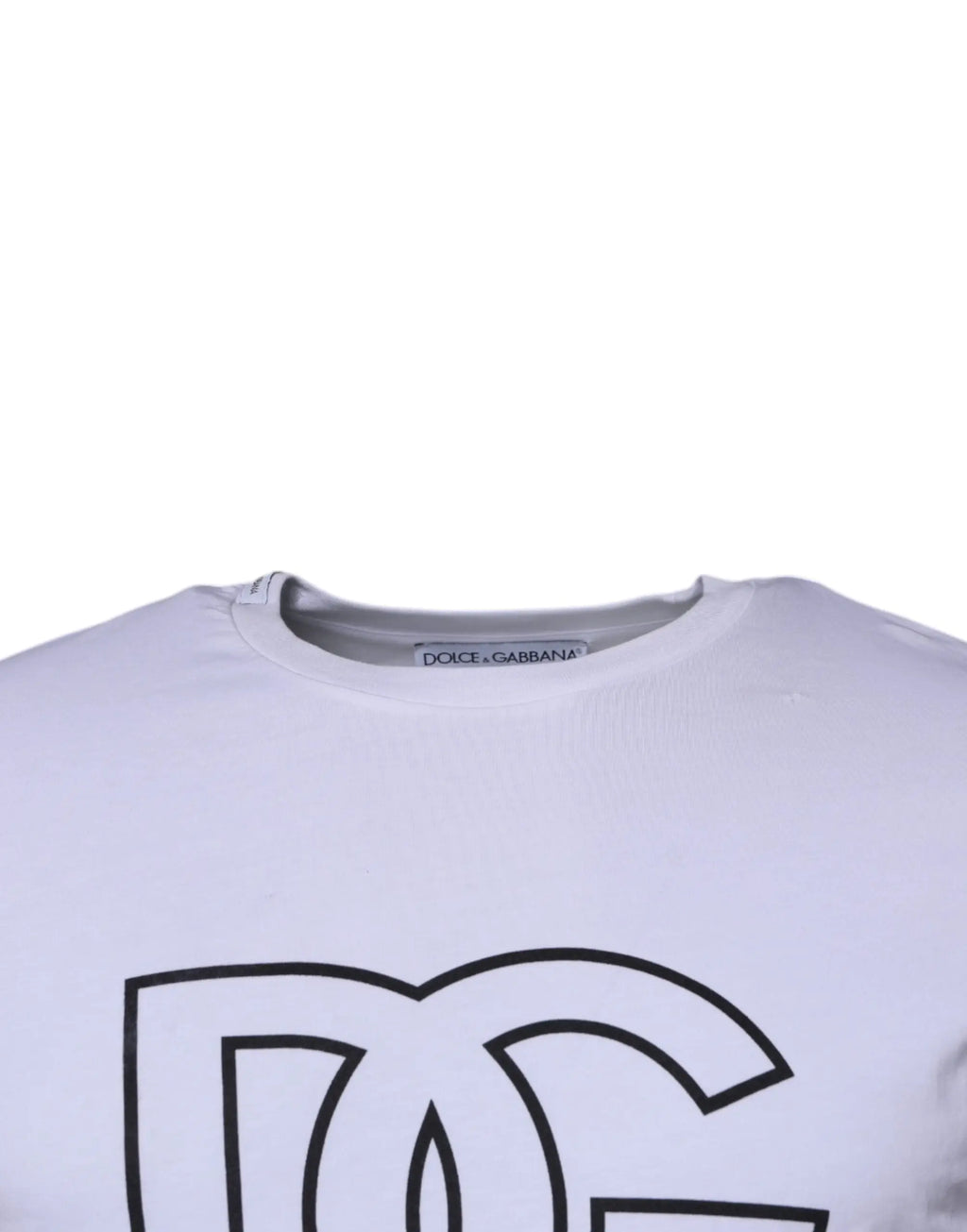 T-shirt blanc dolce & gabbana en coton avec logo dc noir contour audacieux sur la poitrine