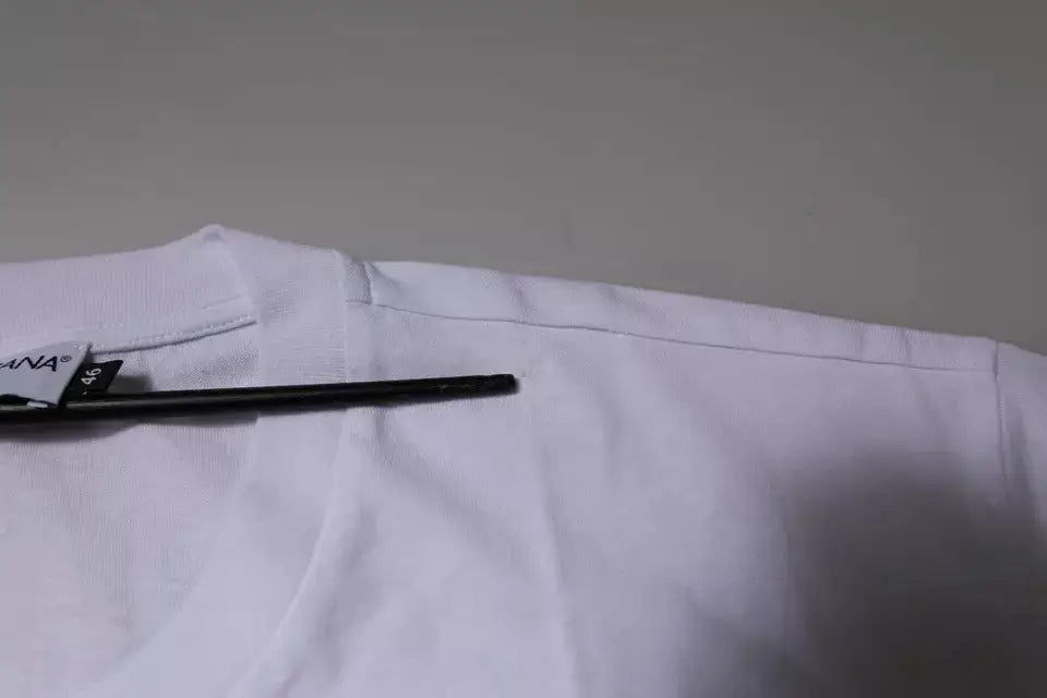 T-shirt blanc dolce & gabbana en coton avec logo dg col rond et étiquette noire mana taille 48